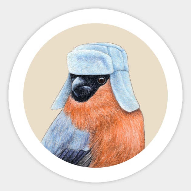 Eurasian bullfinch Sticker by Mikhail Vedernikov